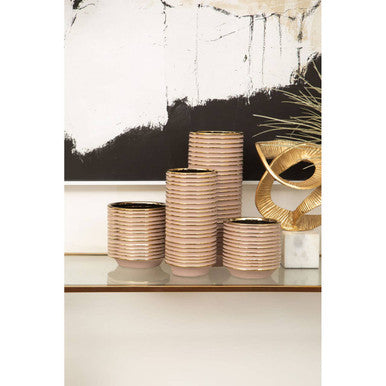 Haldis Blush Pink and Gold Small Ceramic Planter