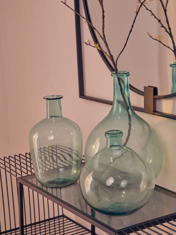 Bexley Blue Large Bottle Neck Recycled Glass Vase