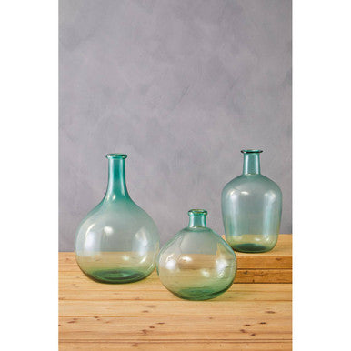 Bexley Blue Large Bottle Neck Recycled Glass Vase