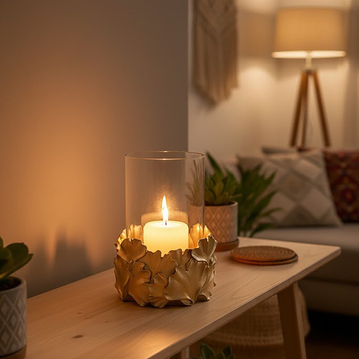 Boho Ginkgo Candle Holder