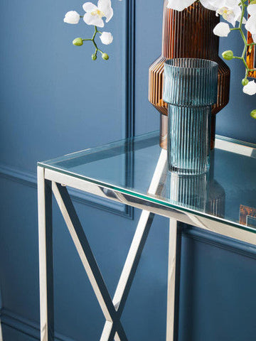 Esma Small Ribbed Blue Glass Vase