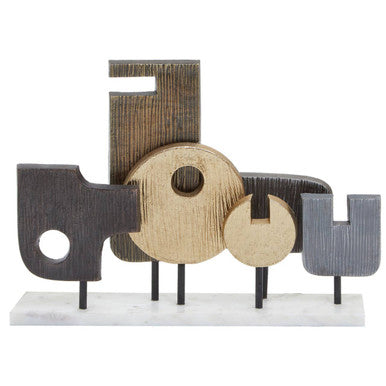 Simbolo Large Assorted Colour Metal Sculpture On Marble Base