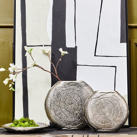 Silva Small Oak Effect Silver Finish Vase
