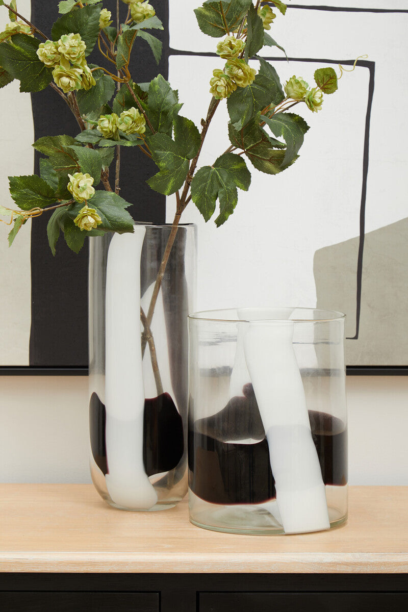 Hania Small Glass Vase with Abstract Pattern