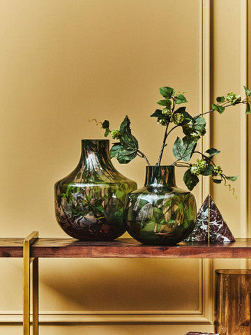 Herbie Green and Gold Small Glass Vase