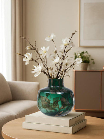 Herbie Green and Gold Small Glass Vase