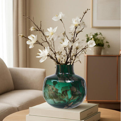 Herbie Green and Gold Small Glass Vase