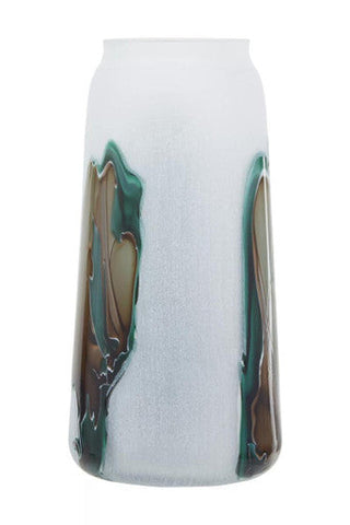 Hakan Tall Glass Vase with Marbled Design