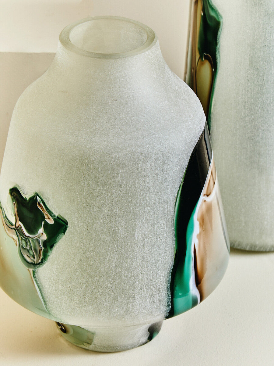 Hakan Glass Vase with Marbled Design