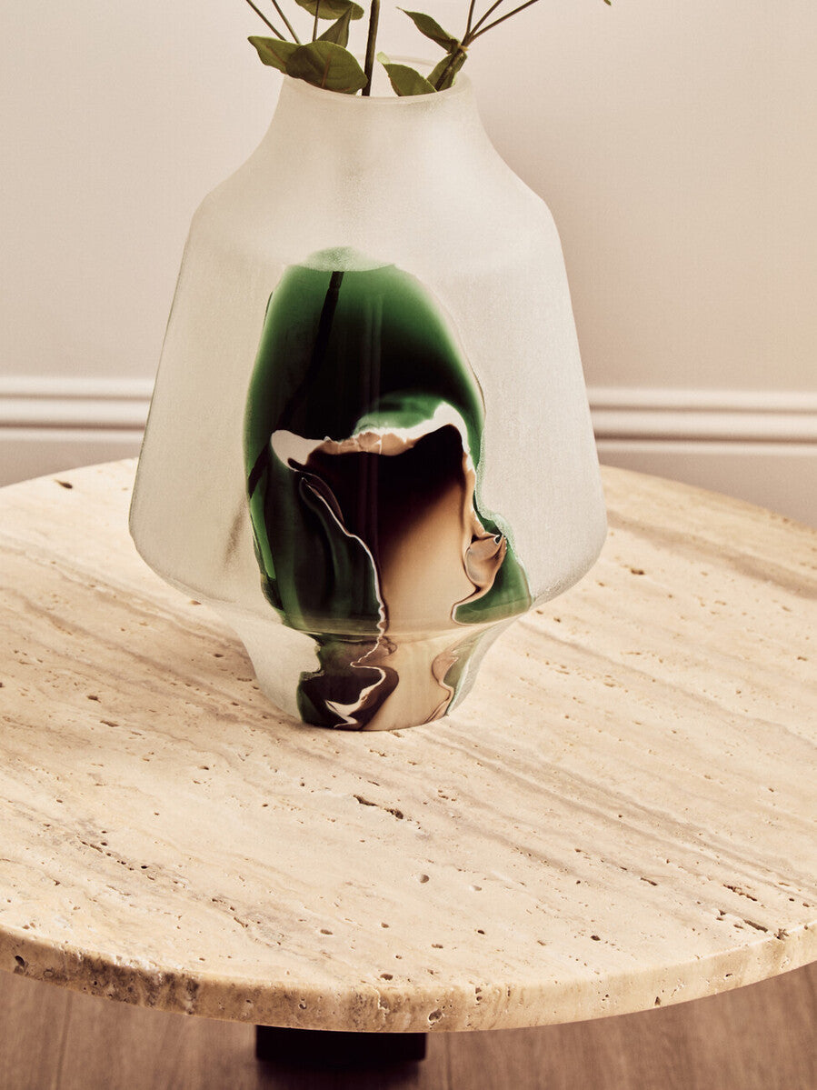 Hakan Glass Vase with Marbled Design