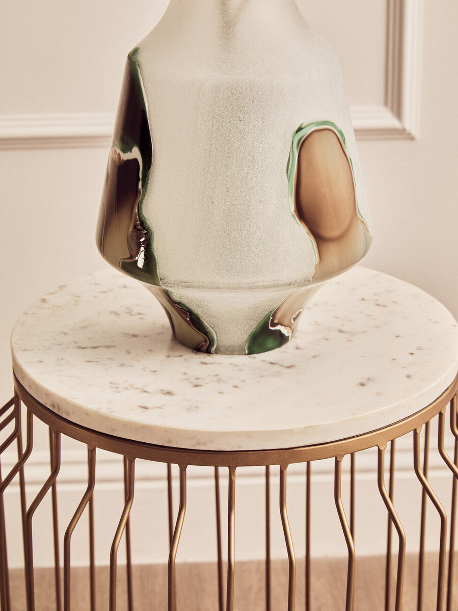 Hakan Glass Vase with Marbled Design