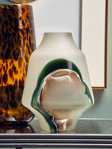 Hakan Glass Vase with Marbled Design