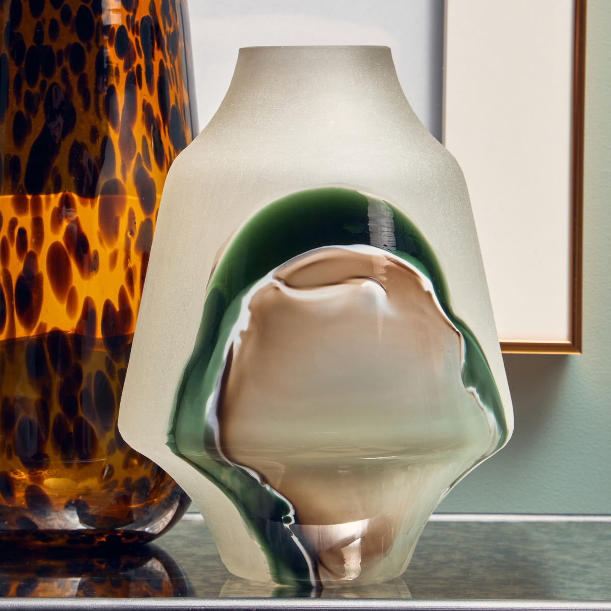 Hakan Glass Vase with Marbled Design