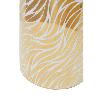 Doria Large White And Gold Finish Ceramic Jar