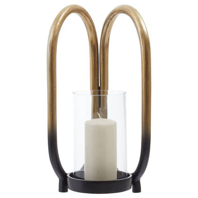 Deomali Small Ombre Black and Gold Finish Candle Holder
