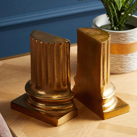 Kensington Townhouse Set of 2 Gold Pillar Bookends