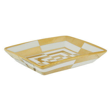 Curva Ceramic Gold and White Dish