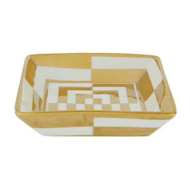 Curva Ceramic Gold and White Dish