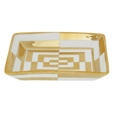 Curva Ceramic Gold and White Dish