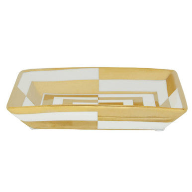 Curva Ceramic Gold and White Dish