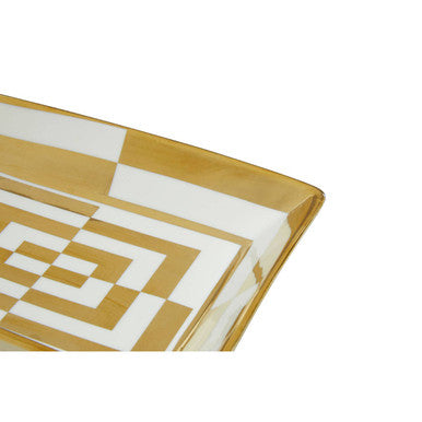 Curva Ceramic Gold and White Dish