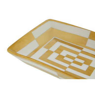 Curva Ceramic Gold and White Dish