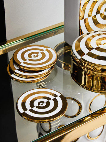 Curva Gold and White  Set Of Four Coasters