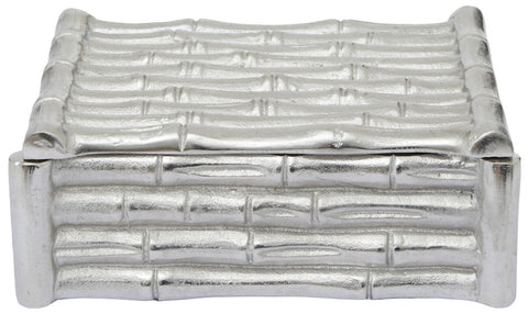 Hiba Small Silver Finish Bamboo Effect Trinket Box