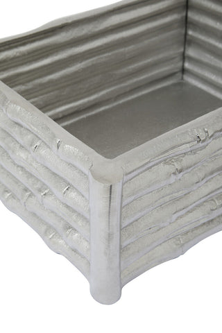Hiba Large Silver Finish Bamboo Effect Trinket Box