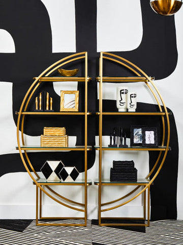 Hiba Set Of Two Gold Finish Bamboo Effect Bookends