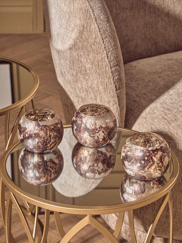 Garan Set of 3 Brown Marble Effect Tealight Holders