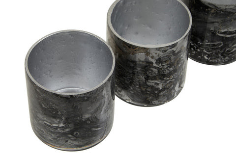 Garan Set Of 3 Grey Marble Effect Tealight Holders