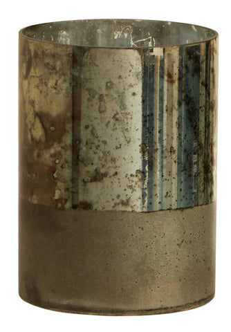 Gaia Small Glass Vase in Metallic Antique Finish