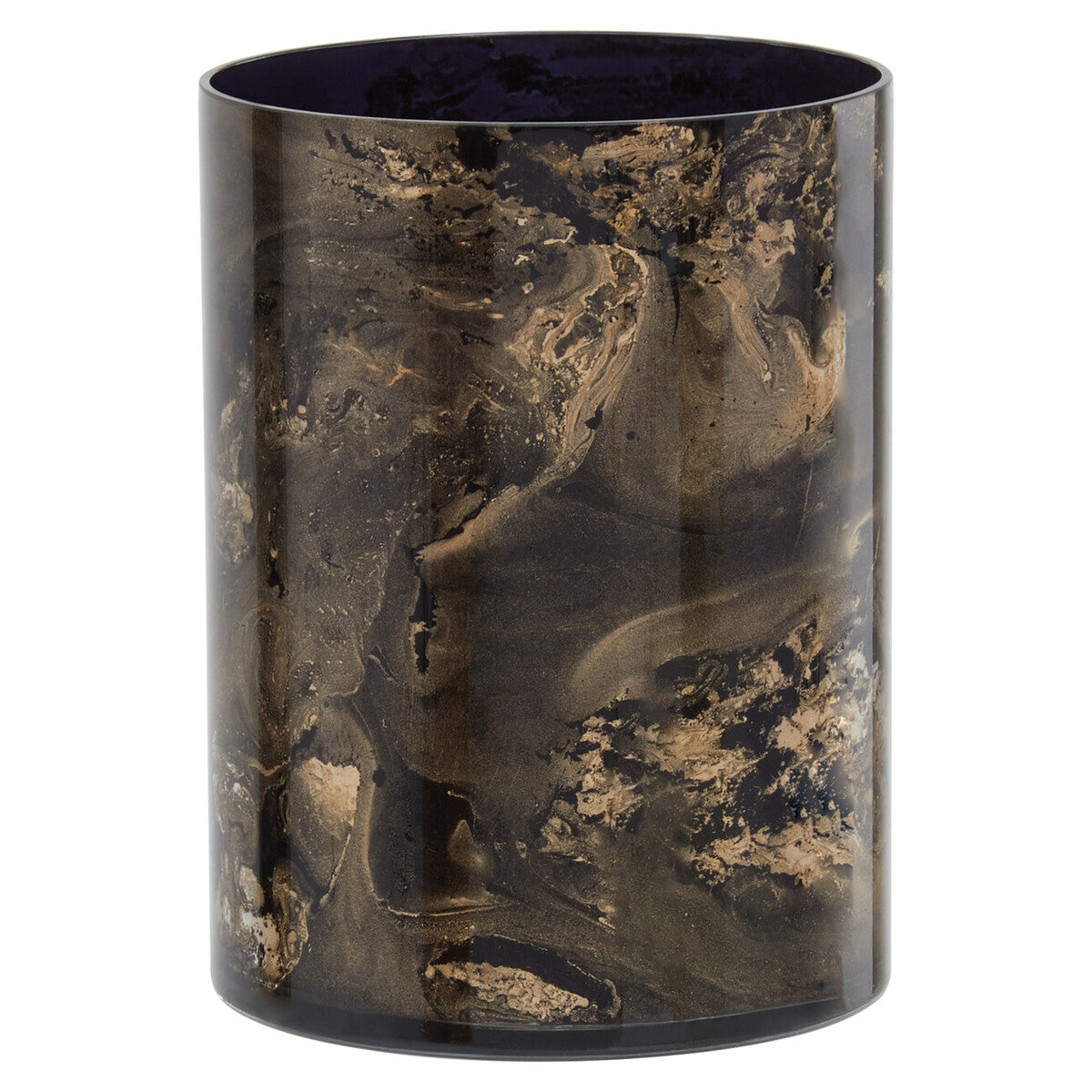 Gaia Black And Gold Marble Effect Small Candle Holder