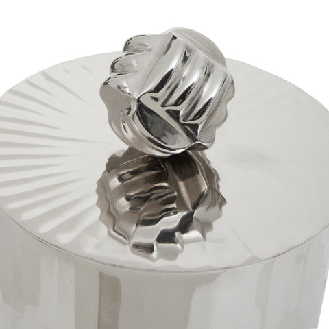 Amreli Small Vertical Textured Silver Metal Trinket Box