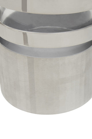 Amreli Small Vertical Textured Silver Metal Hurricane Candle Holder