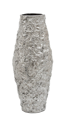 Akola Small Silver Textured Metal Vase
