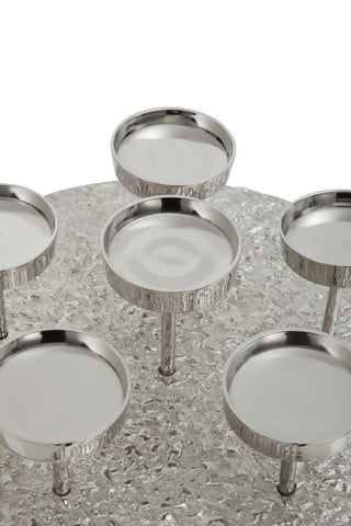 Akola Silver Round 6 Pillar Candle Holder