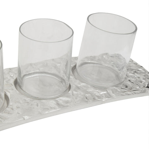 Akola Curved 4 Tealight Holder in Silver