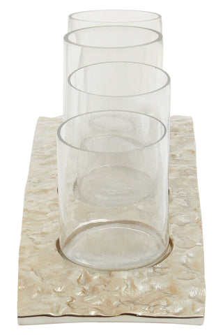 Akola Antique Gold and Glass Tealight Holder