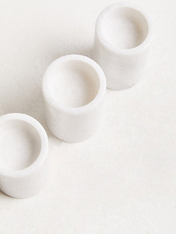 Salmo Set Of Three White Marble Tealight Holders