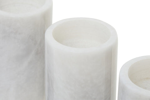 Salmo Set Of Three White Marble Tealight Holders