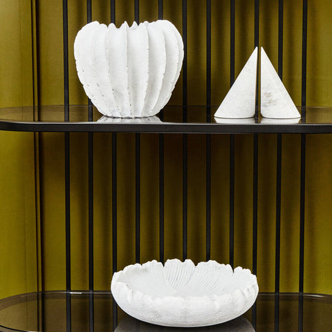 Salmo Set Of Two White Marble Bookends