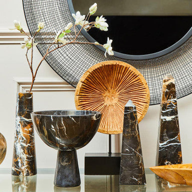 Salmo Black Marble Tapered Vase