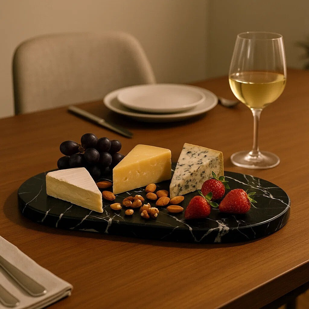 Salmo Oval Black Marble Chopping and Serving Board