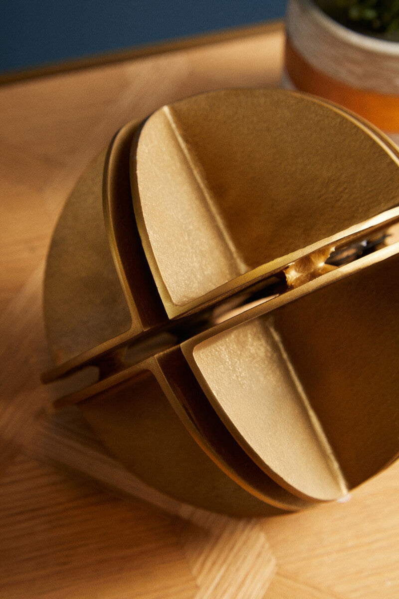 Prato Brass Finish Segmented Spherical Sculpture