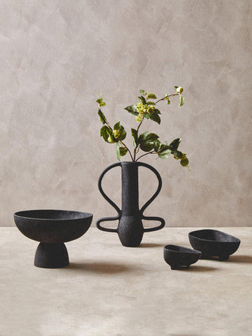 Deriva Large Textured Black Vase