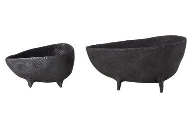 Deriva Set Of Two Textured Black Bowls