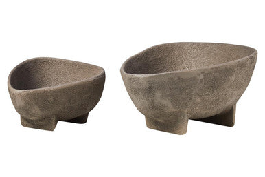 Deriva Set Of 2 Textured Grey Bowls