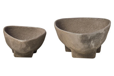Deriva Set Of 2 Textured Grey Bowls